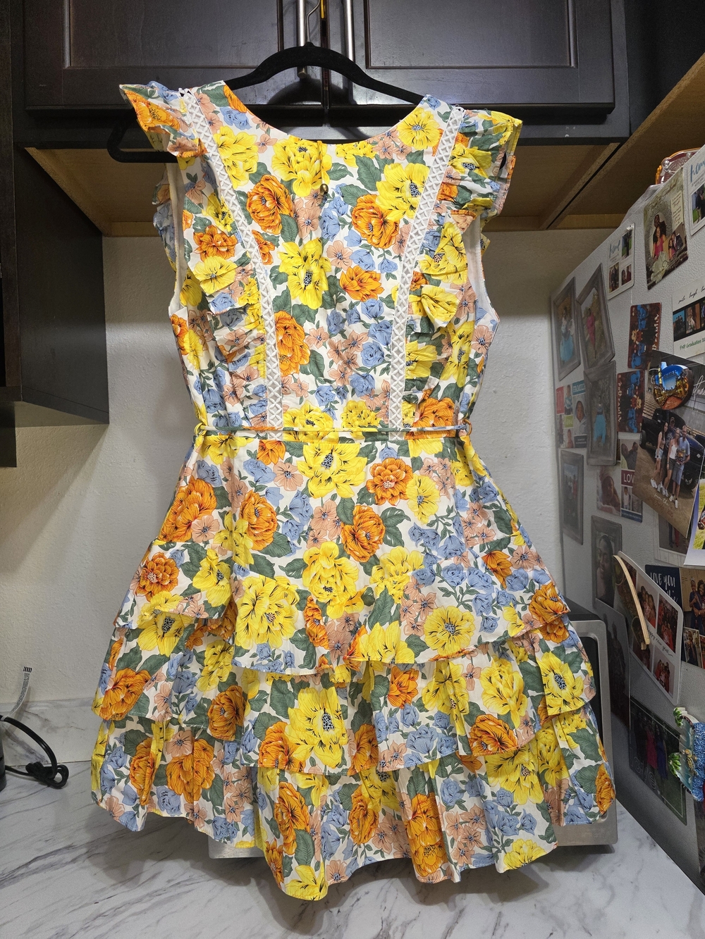 Hello Molly Romper Style Floral Ruffle Tie-Waist Mini Dress  Women Size Medium - Picture 5 of 14